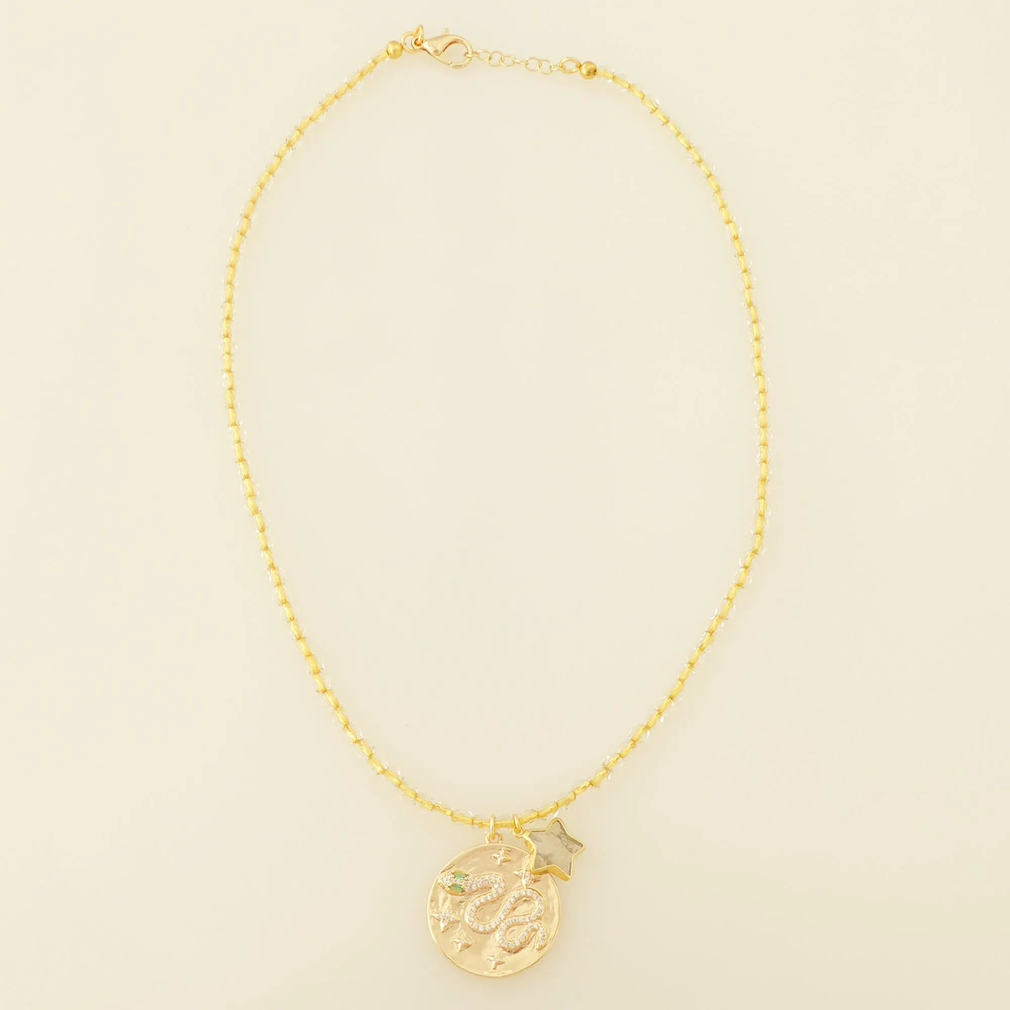 Gold snake medallion necklace