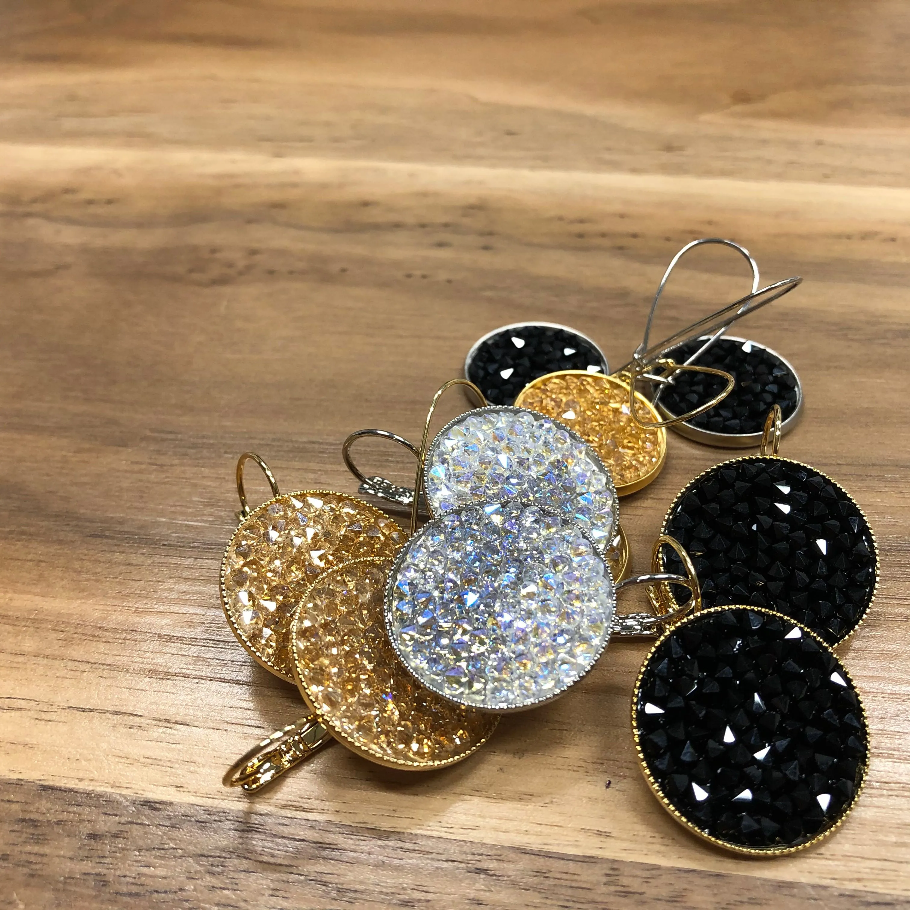 Grace - Sterling silver and clear Swarovski crystal pave earrings