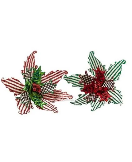 Granny Kitsch Poinsettia Clip Set of 2