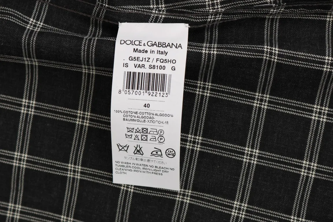 Green Checkered Cotton Slim Fit Shirt