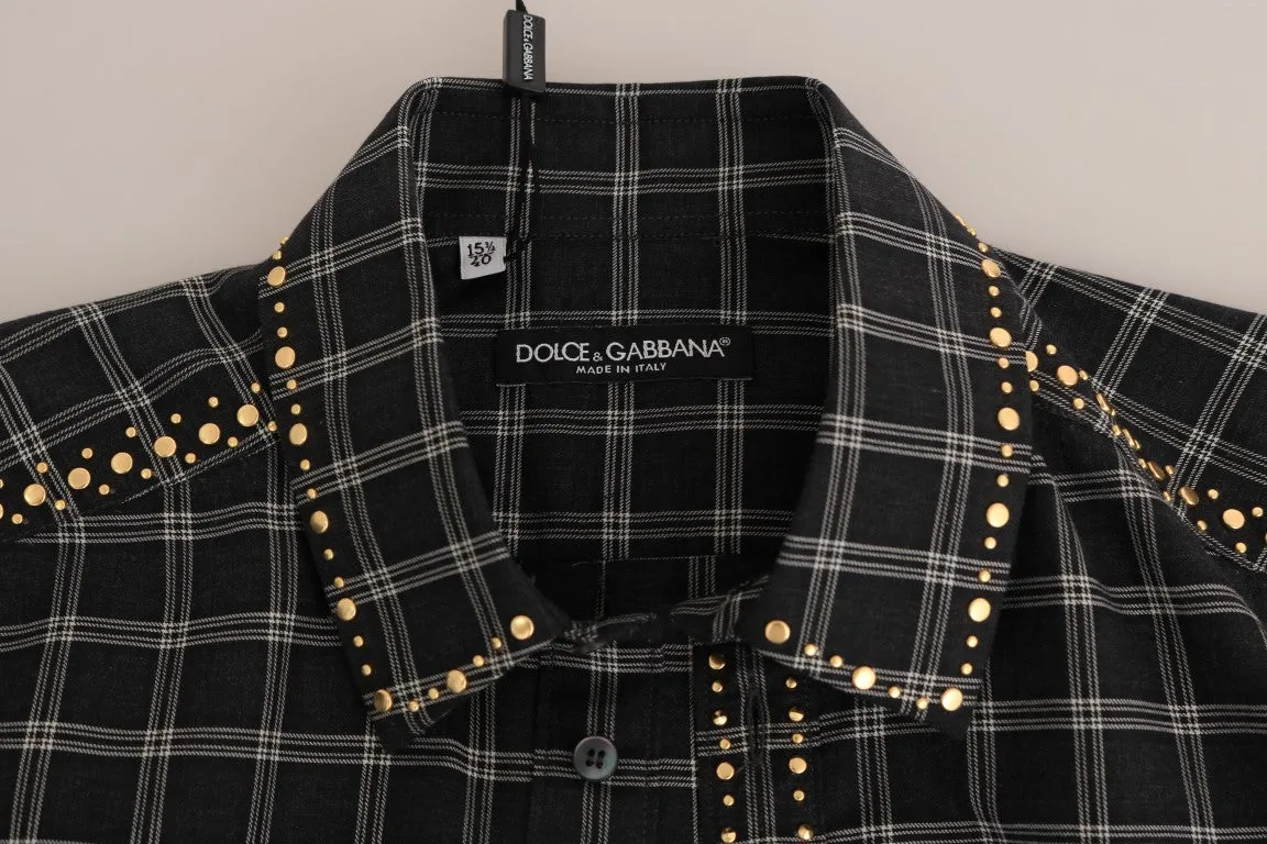 Green Checkered Cotton Slim Fit Shirt