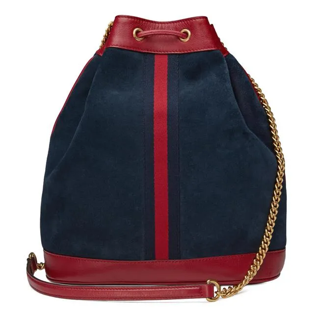 Gucci Bucket Rajah Medium Suede Hobo Bag in Blue