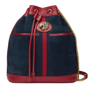 Gucci Bucket Rajah Medium Suede Hobo Bag in Blue