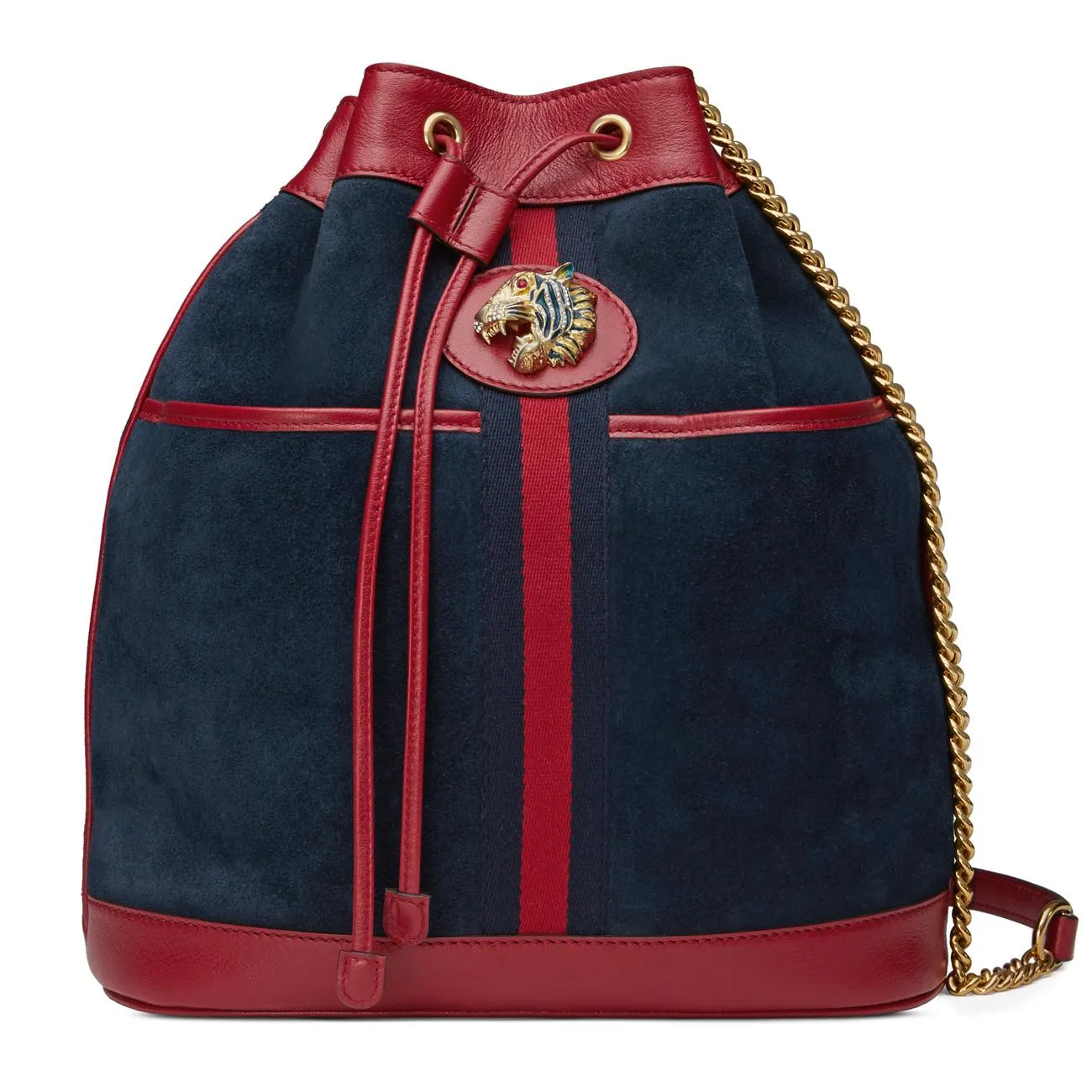 Gucci Bucket Rajah Medium Suede Hobo Bag in Blue