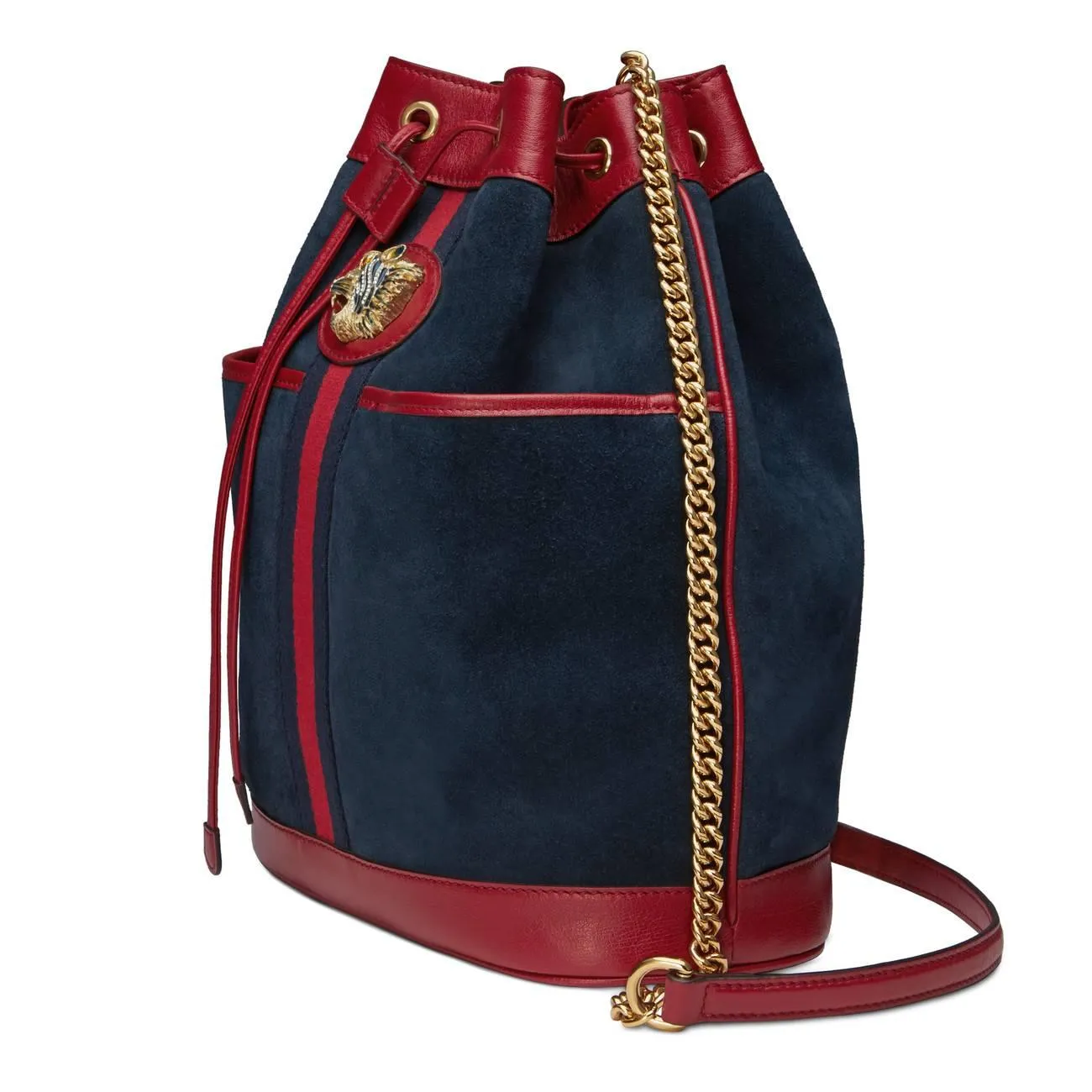Gucci Bucket Rajah Medium Suede Hobo Bag in Blue