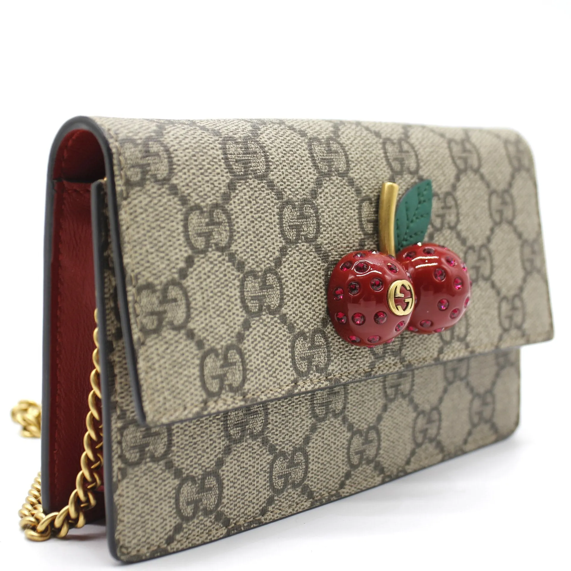 Gucci GG Supreme Mini Bag with Cherries in Beige