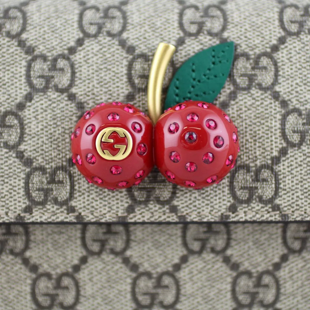 Gucci GG Supreme Mini Bag with Cherries in Beige