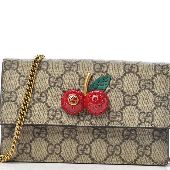 Gucci GG Supreme Mini Bag with Cherries in Beige
