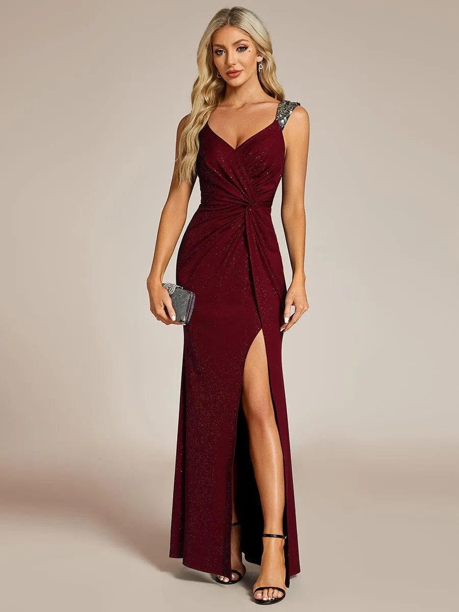 Halo burgundy dress with split and sparkle s12 Express NZ wide
