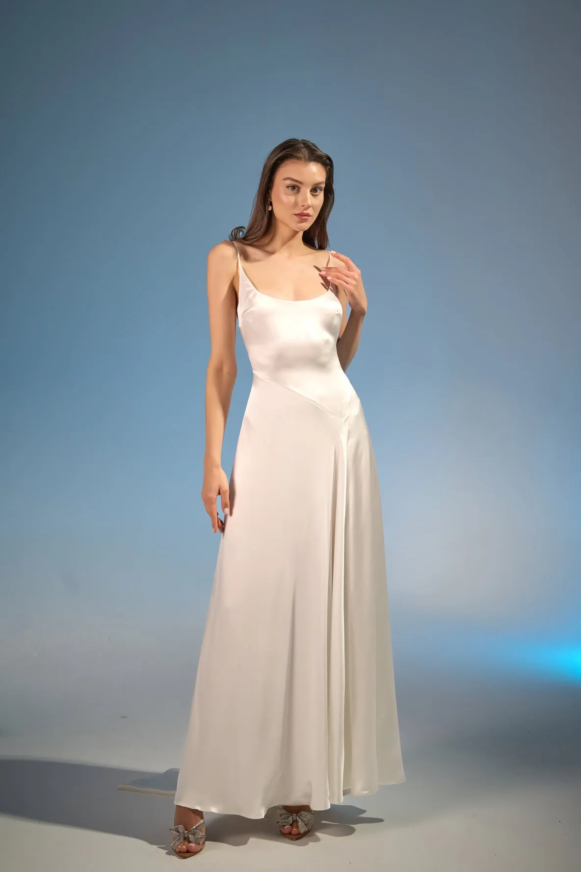 Halo silk bias gown