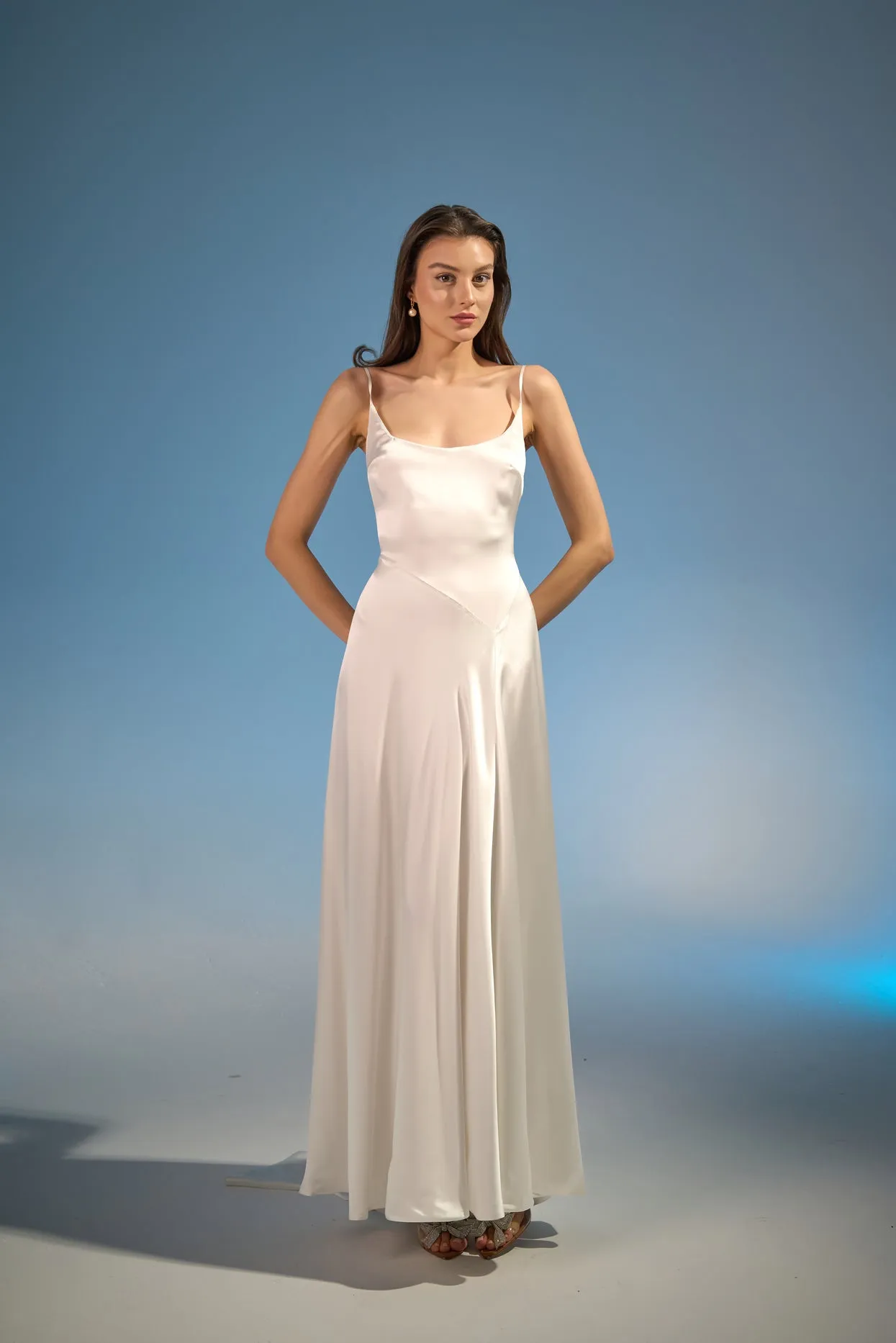 Halo silk bias gown