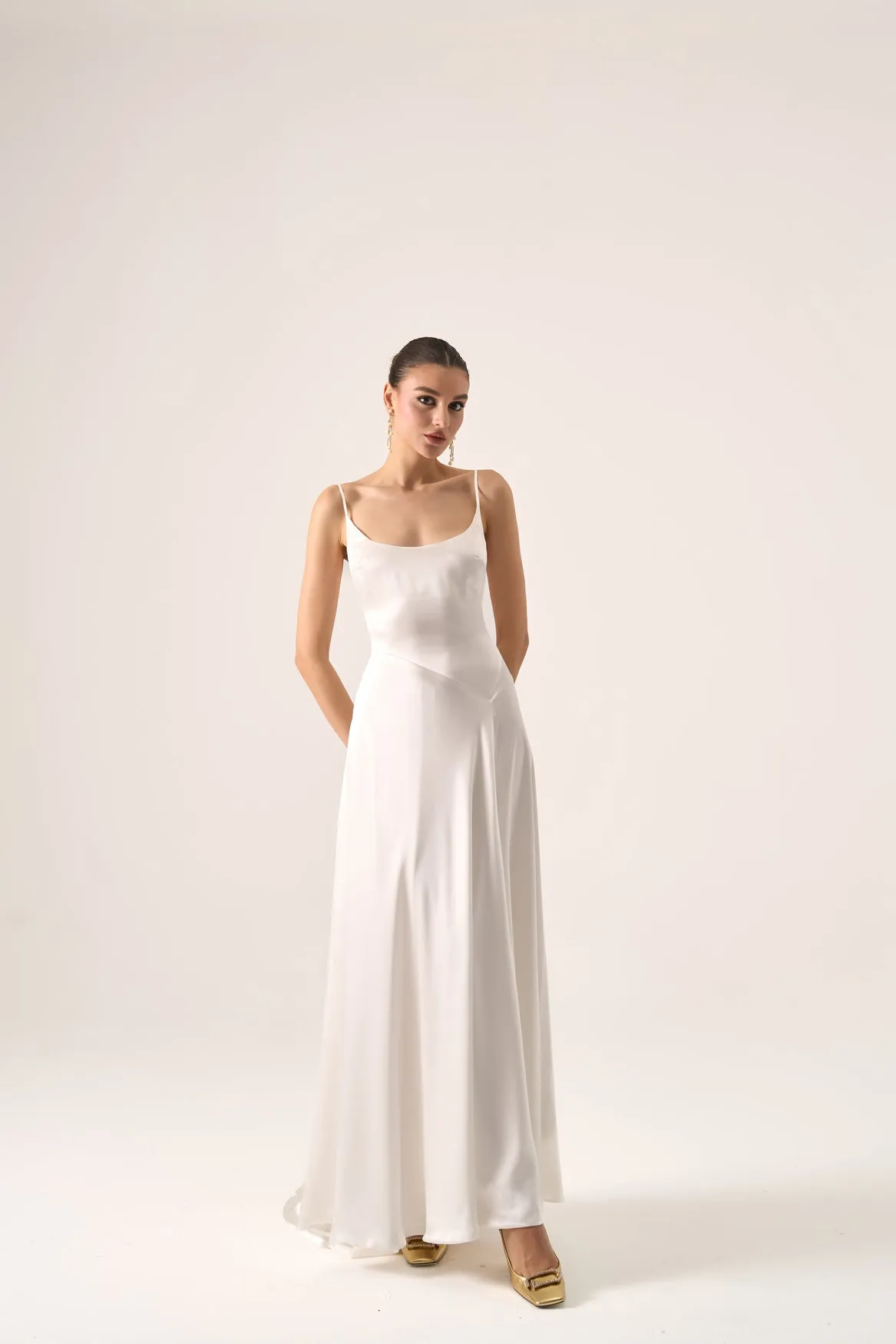 Halo silk bias gown