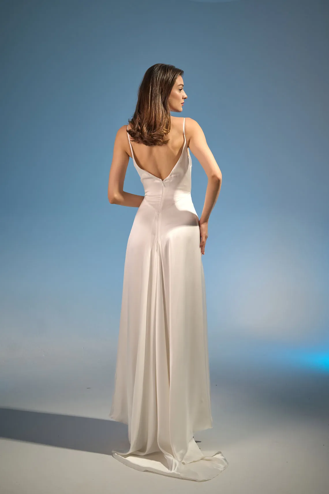 Halo silk bias gown