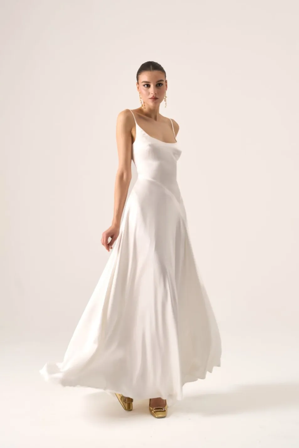 Halo silk bias gown