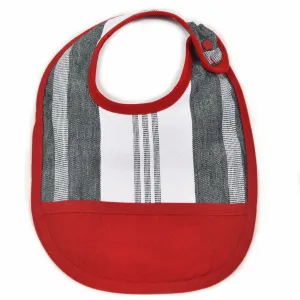 Hand woven Baby Bib | Black & White Stripe