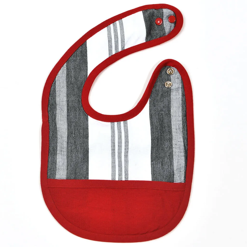Hand woven Baby Bib | Black & White Stripe