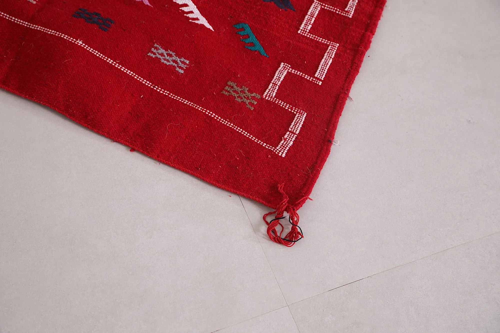 Handwoven Red Berber Rug - 3.3 FT × 4.6 FT | Moroccan Artisan Craft
