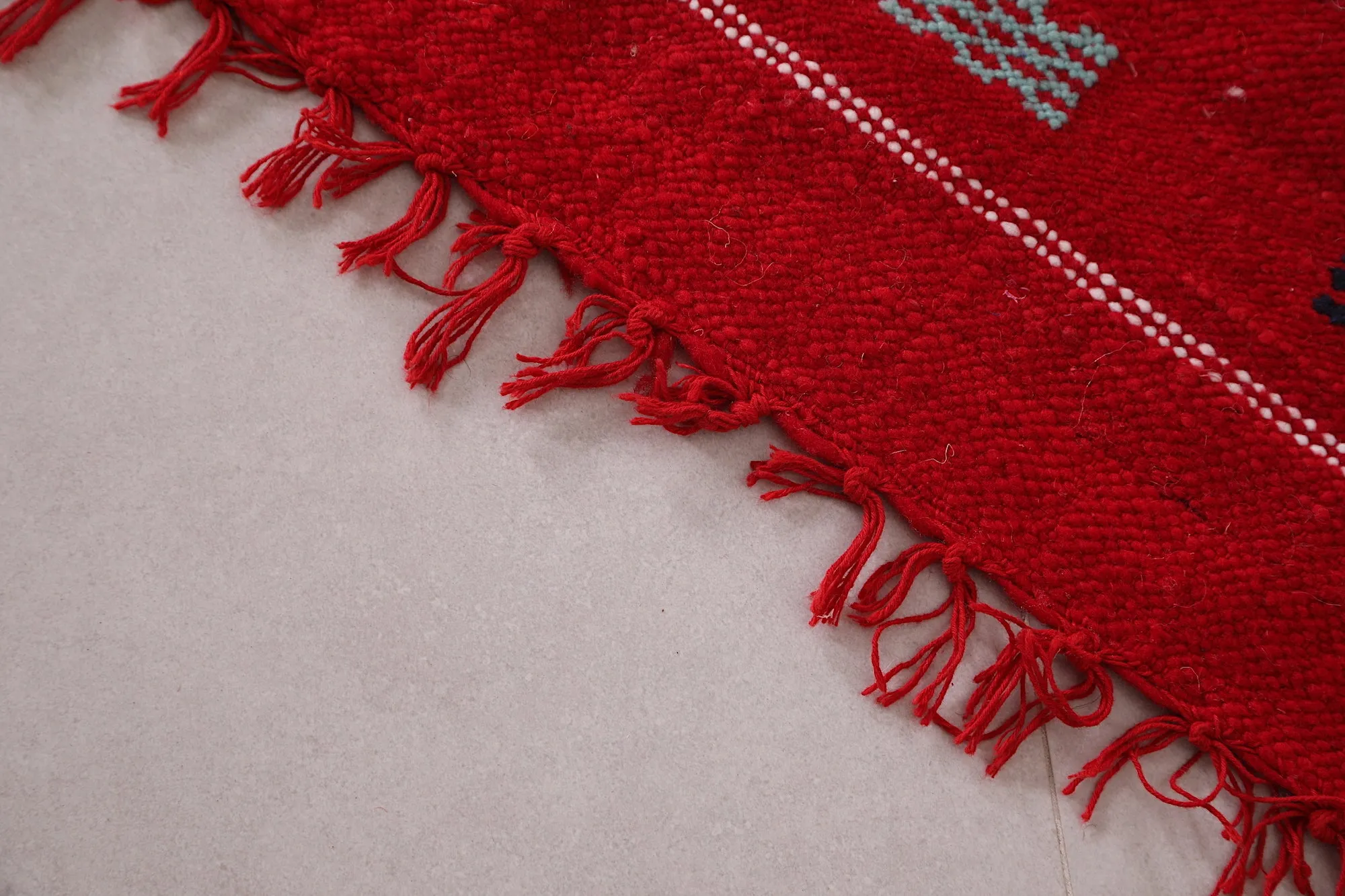 Handwoven Red Berber Rug - 3.3 FT × 4.6 FT | Moroccan Artisan Craft