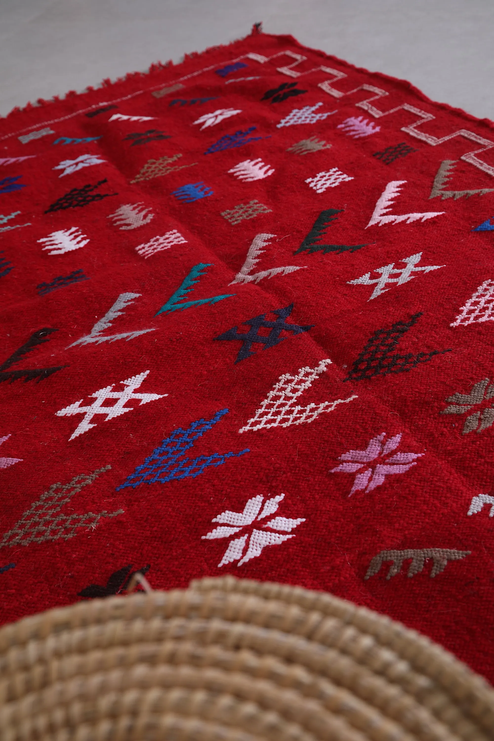 Handwoven Red Berber Rug - 3.3 FT × 4.6 FT | Moroccan Artisan Craft