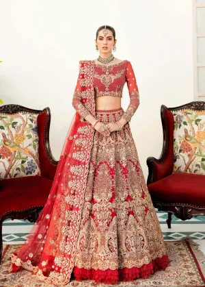 Heavily Embellished Designer Lehenga Choli in Red Golden