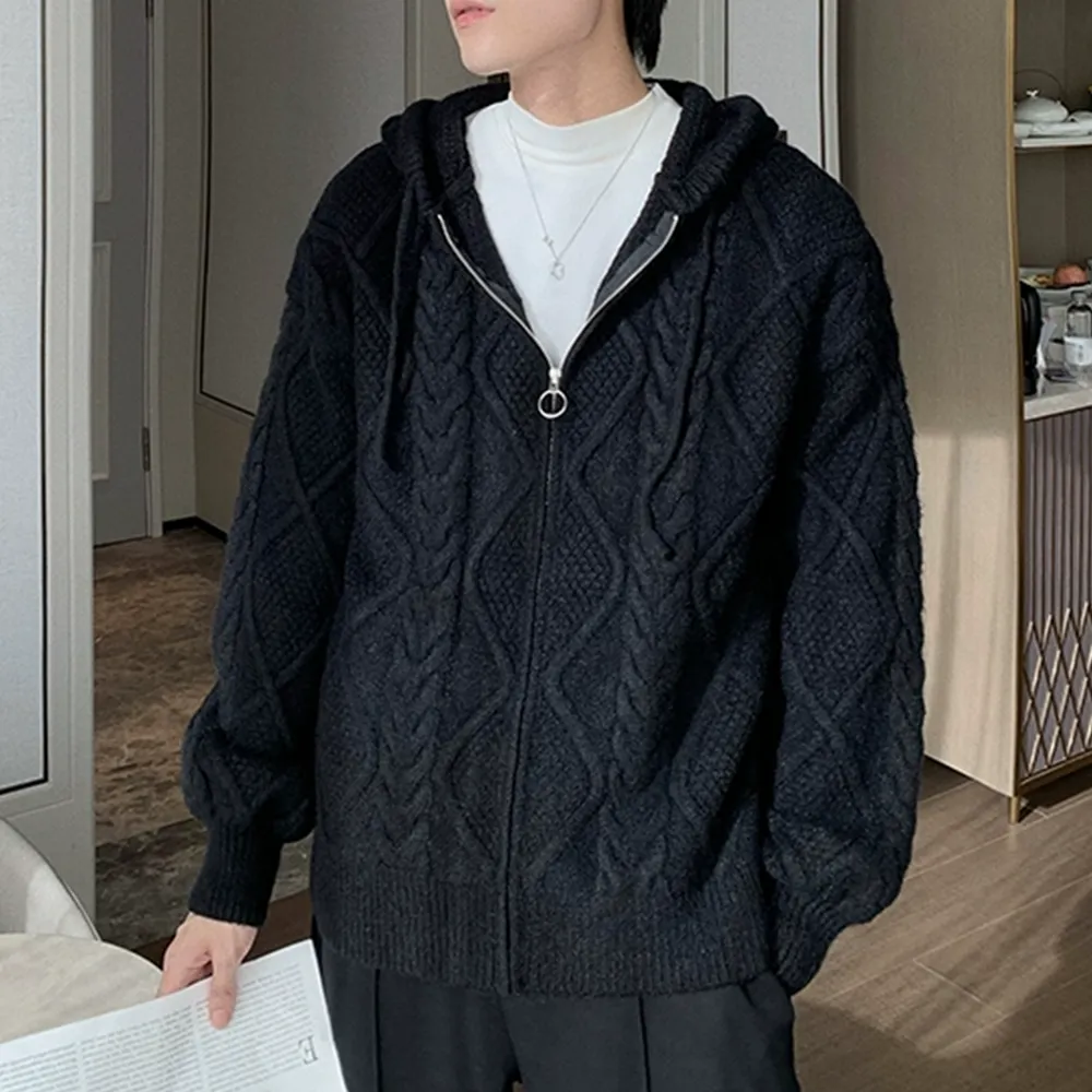 Hooded Loose Knit Zipper Hoodies