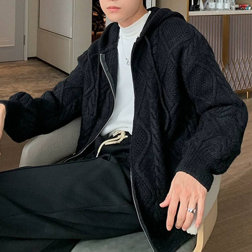 Hooded Loose Knit Zipper Hoodies