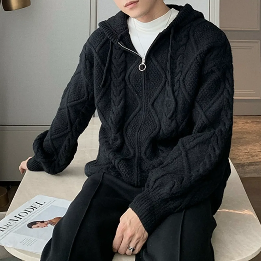 Hooded Loose Knit Zipper Hoodies