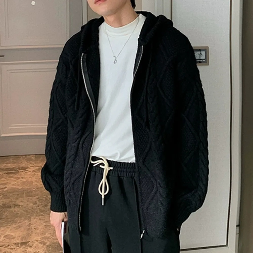 Hooded Loose Knit Zipper Hoodies