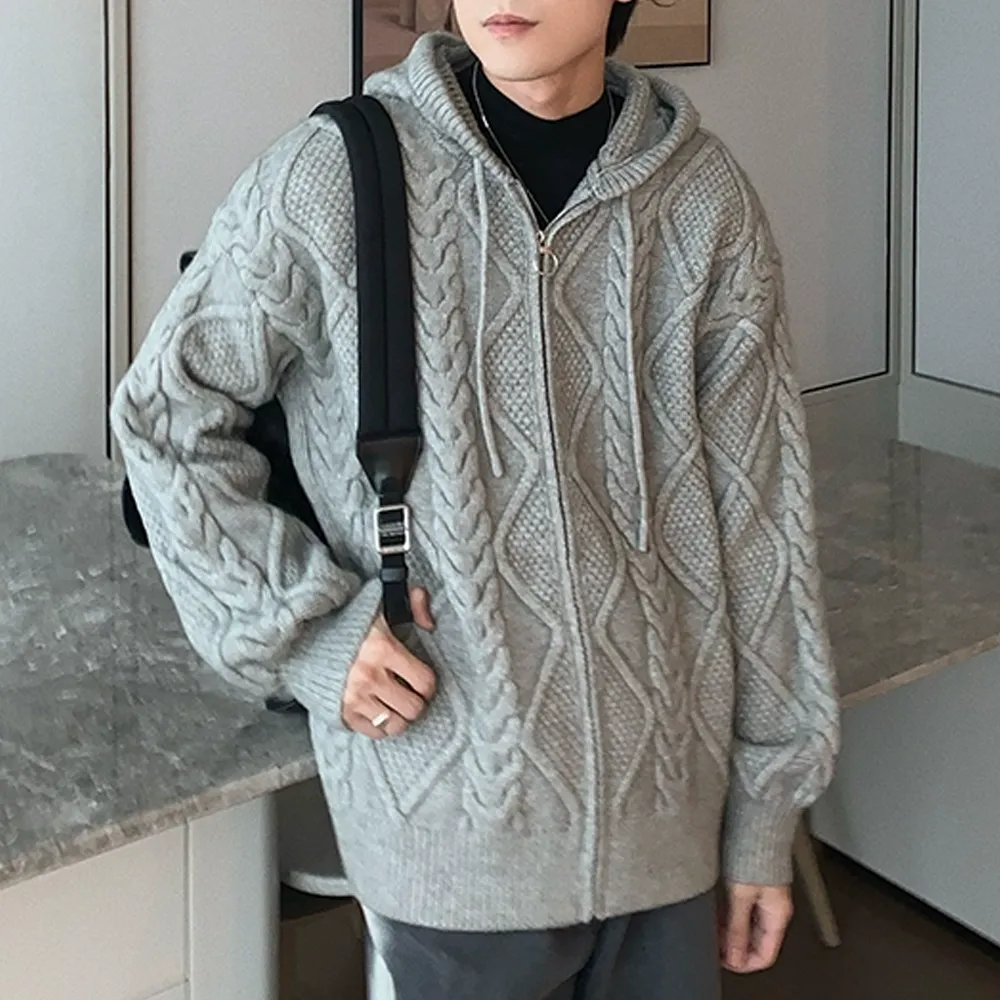Hooded Loose Knit Zipper Hoodies