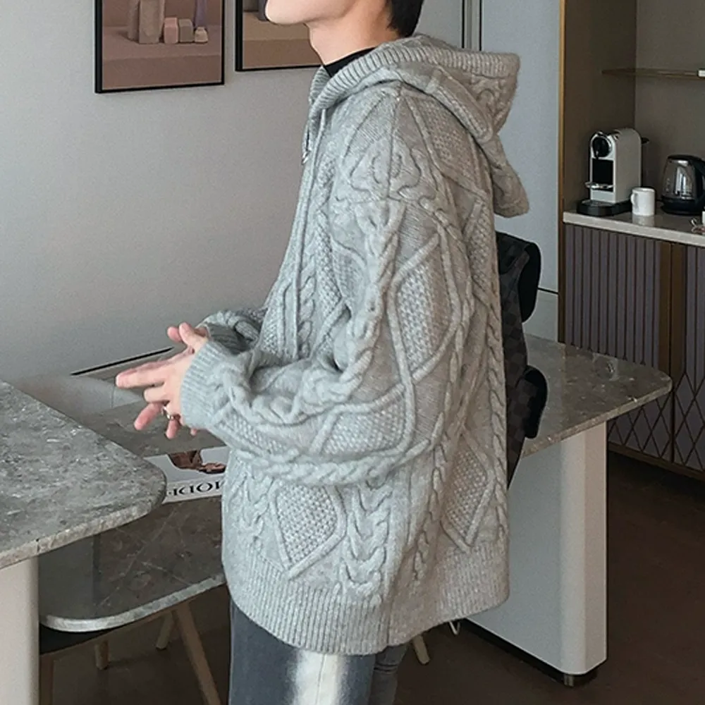 Hooded Loose Knit Zipper Hoodies