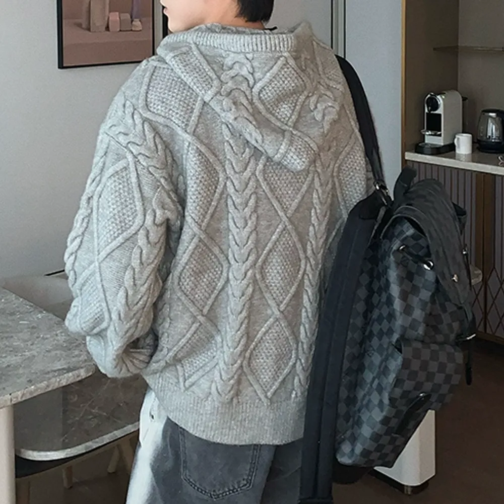 Hooded Loose Knit Zipper Hoodies