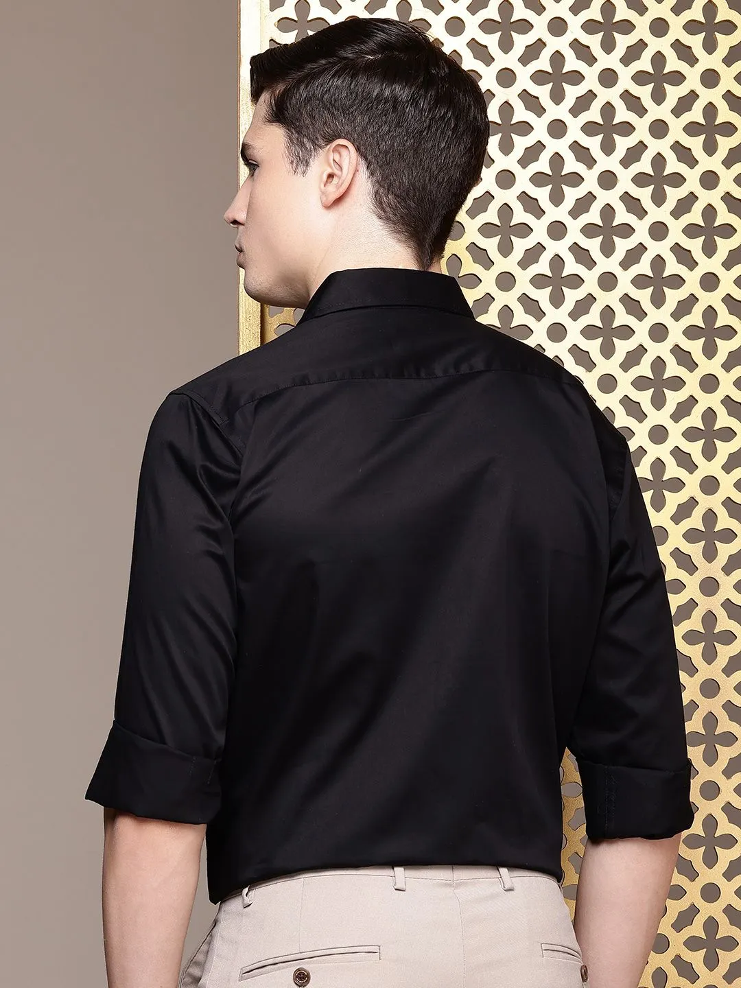 House of Pataudi Men Opaque Red Carpet Party Shirt