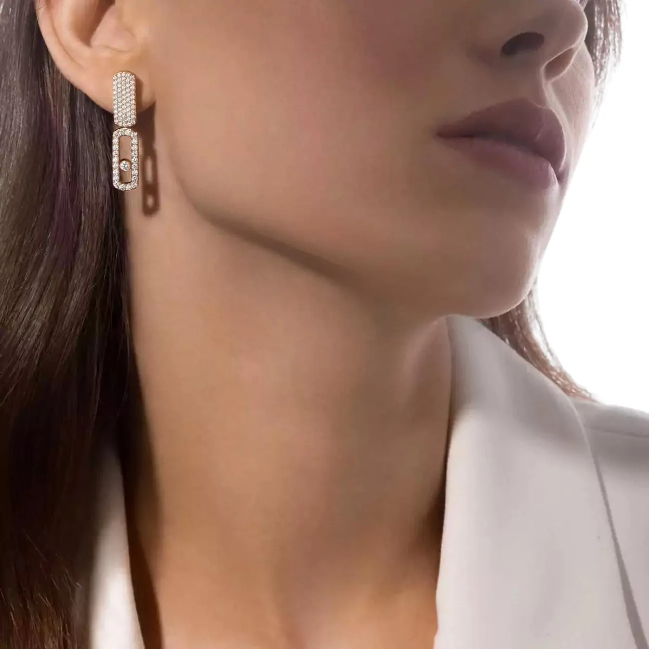 Imperial 18K Yellow Gold Diamond Pavé Move LM Earrings