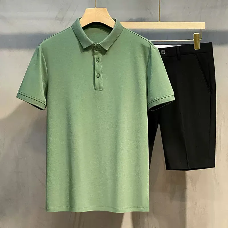 INSTOCK-Men's High-end Solid Color Polo Shirt