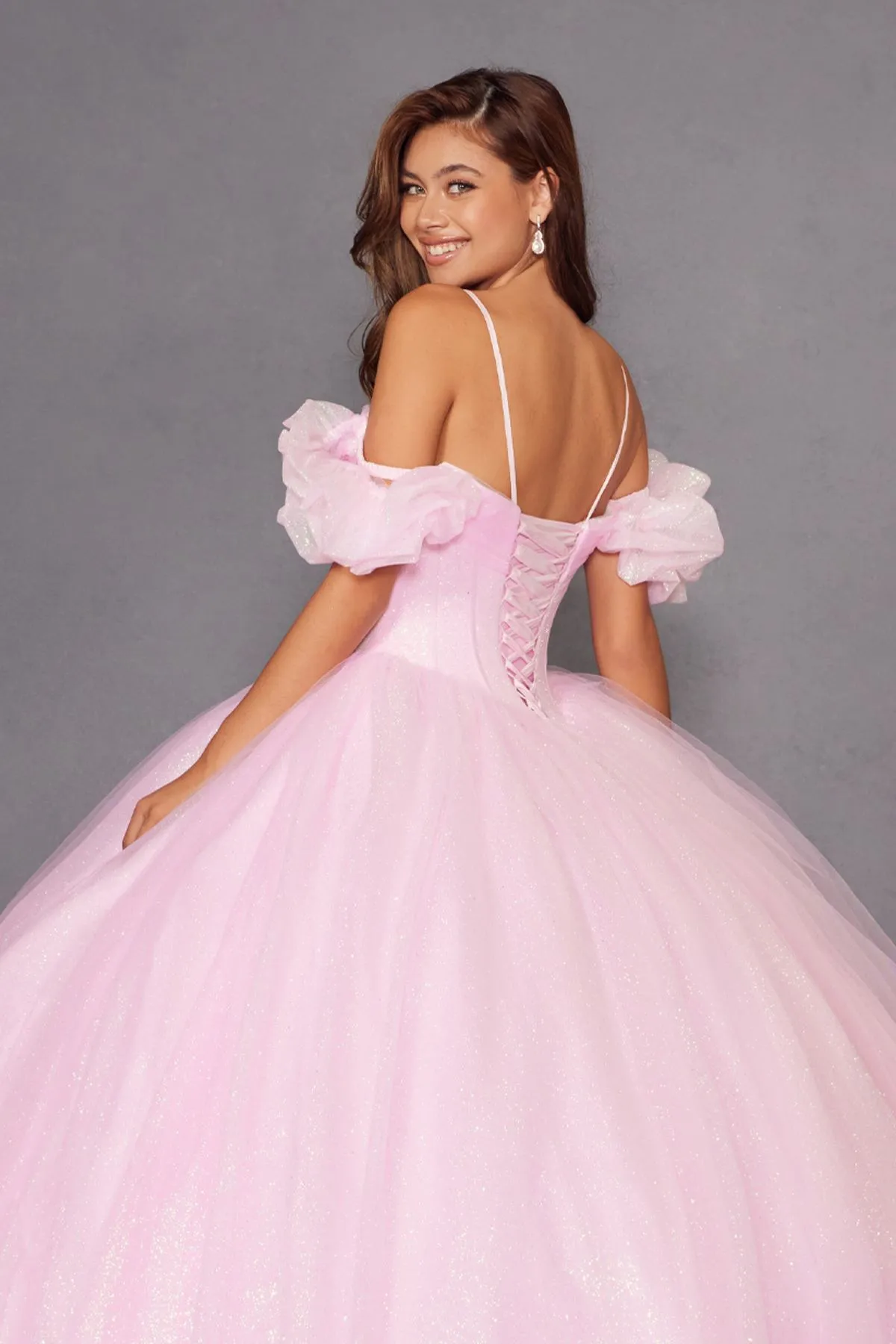Juliet JT1487H Cold Shoulder quinceanera Ball Gown