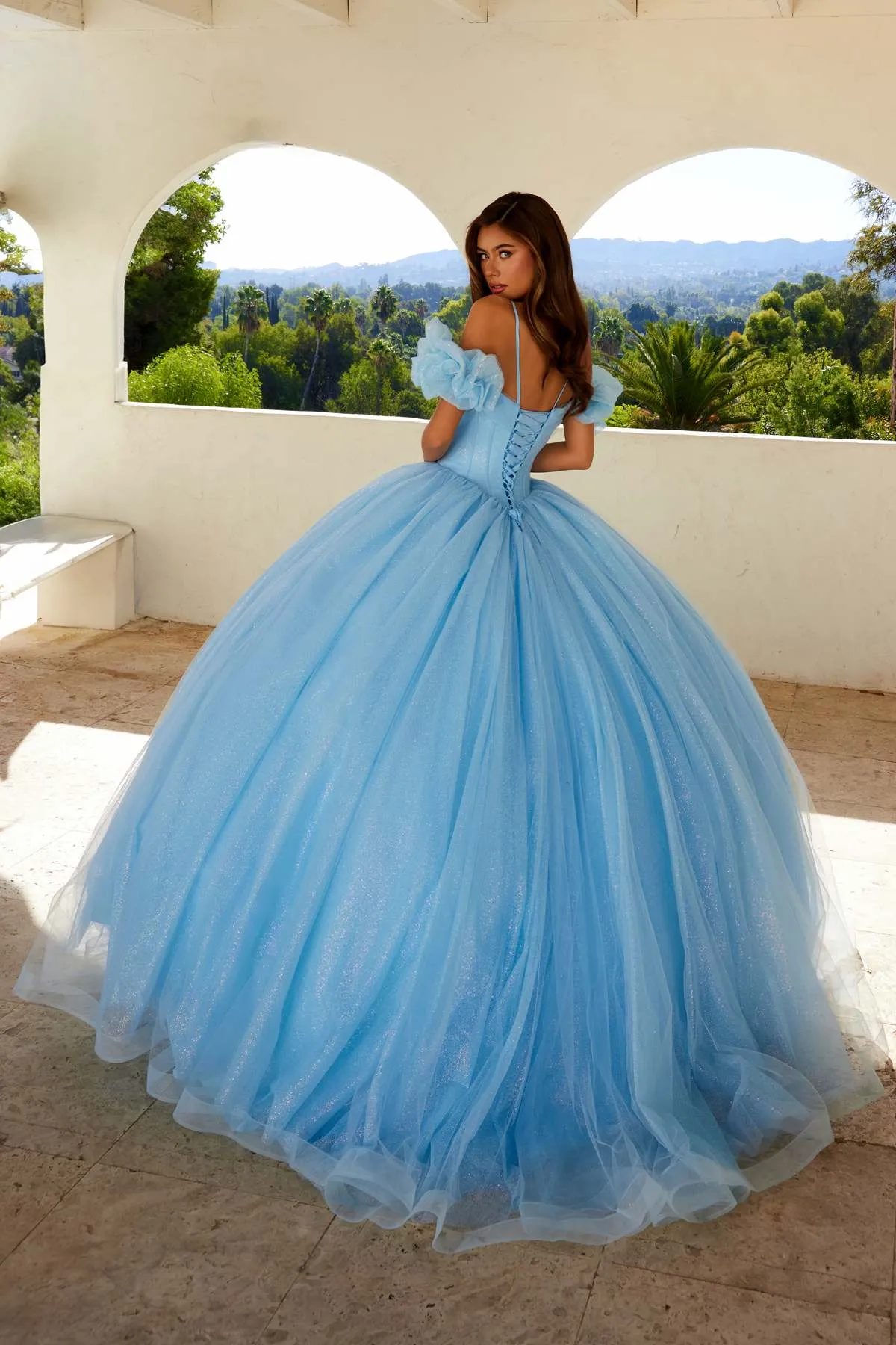 Juliet JT1487H Cold Shoulder quinceanera Ball Gown