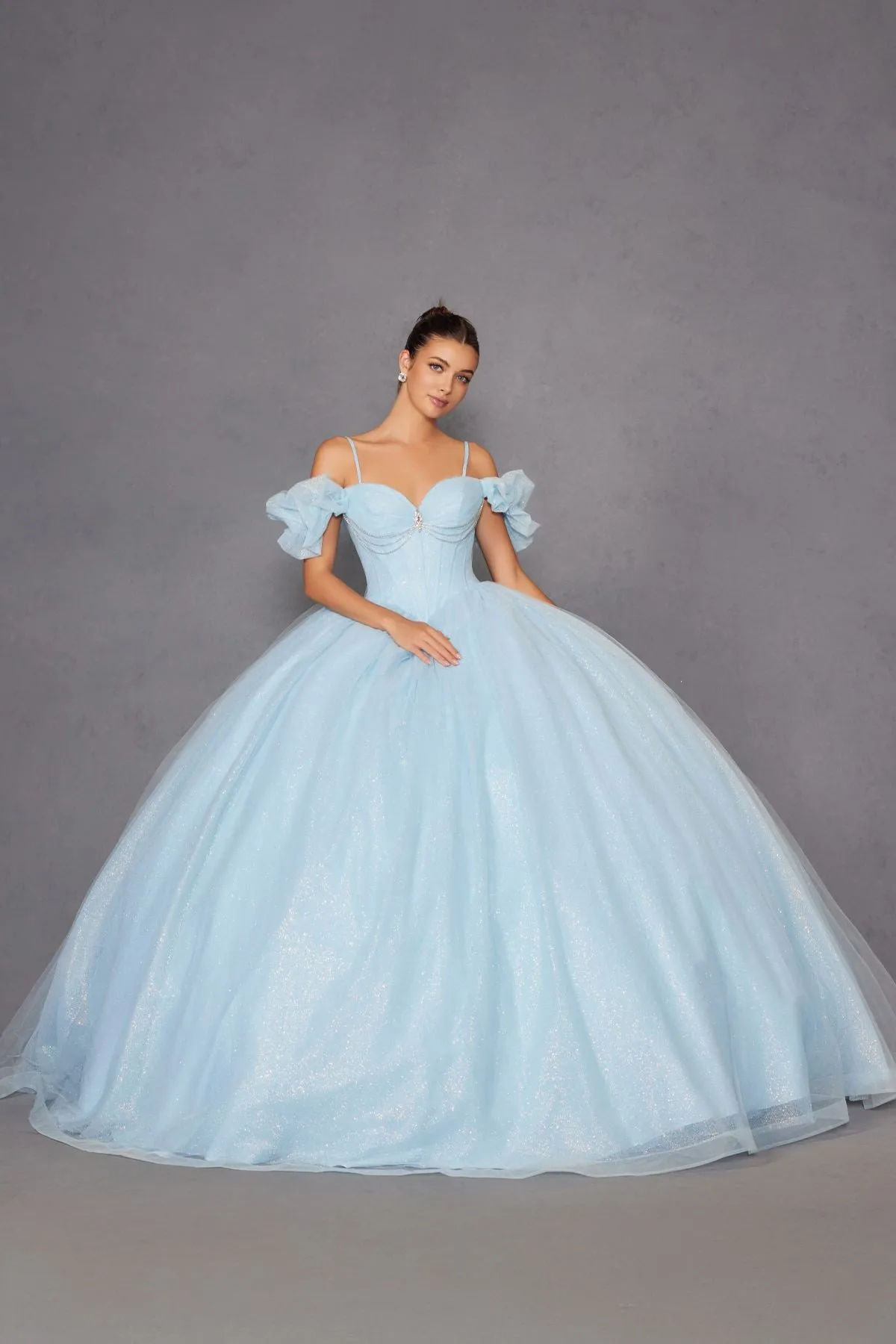 Juliet JT1487H Cold Shoulder quinceanera Ball Gown
