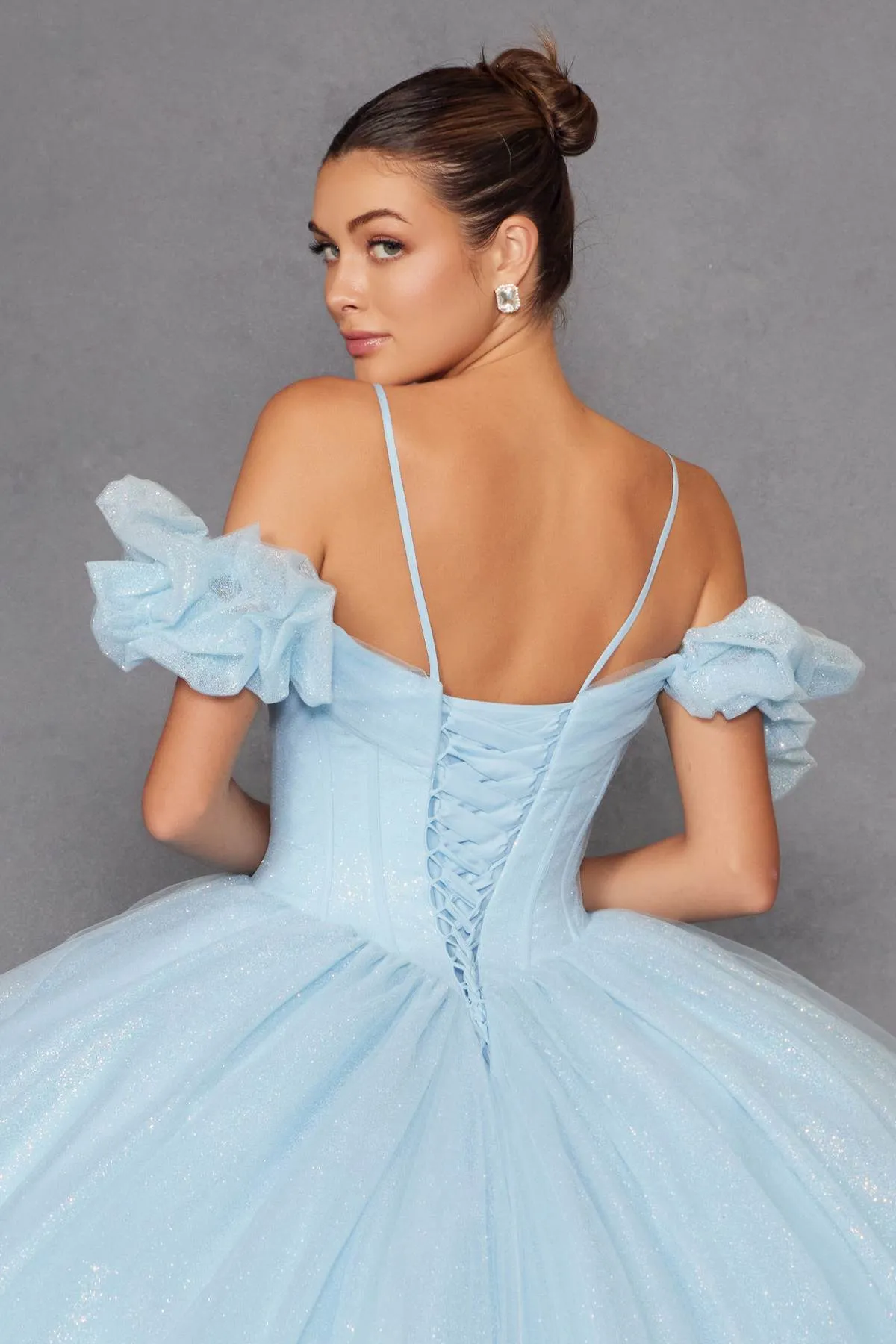 Juliet JT1487H Cold Shoulder quinceanera Ball Gown