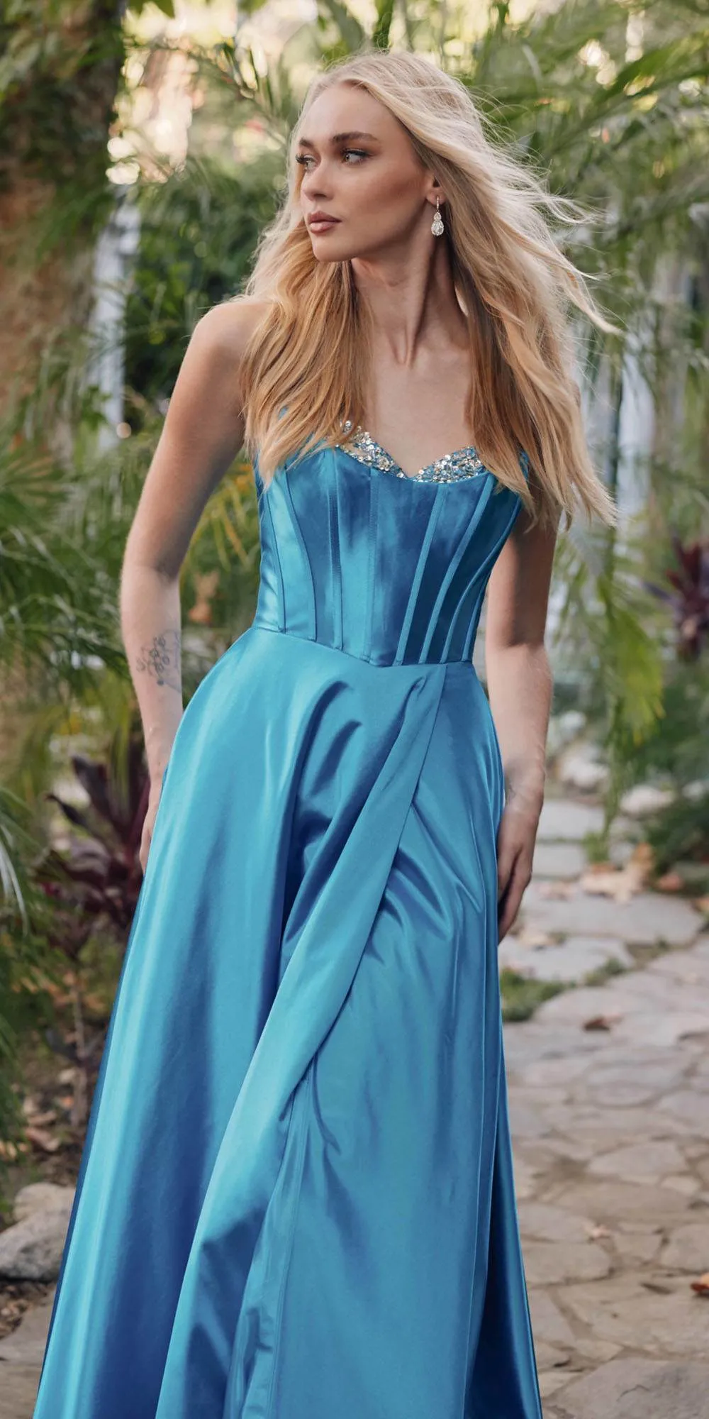 Juliet JT2435A Long Strapless Sweetheart Mikado A-Line Gown