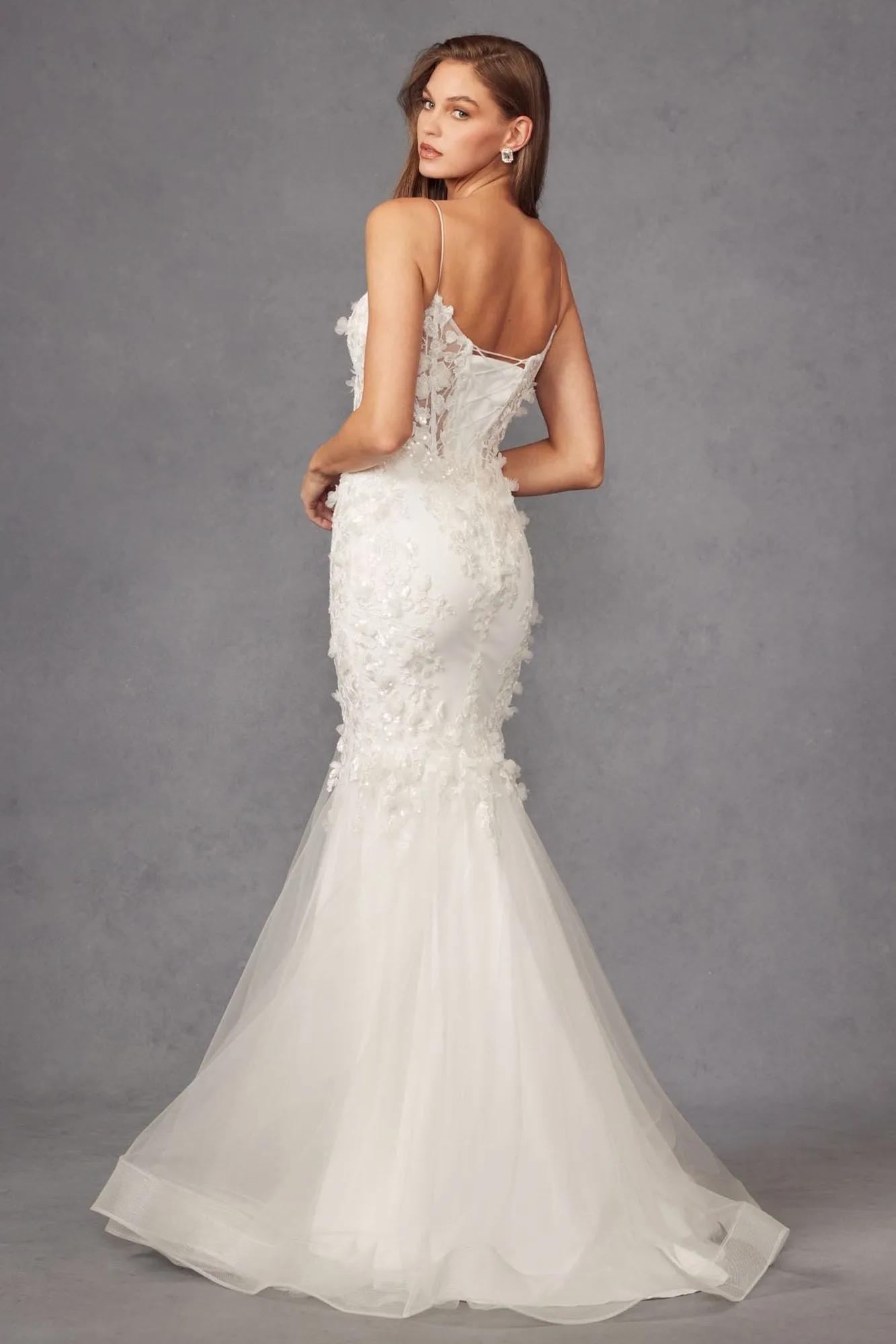 Juliet JT2469KW Long Sweetheart Boned Embellished Bodice Trumpet Gown