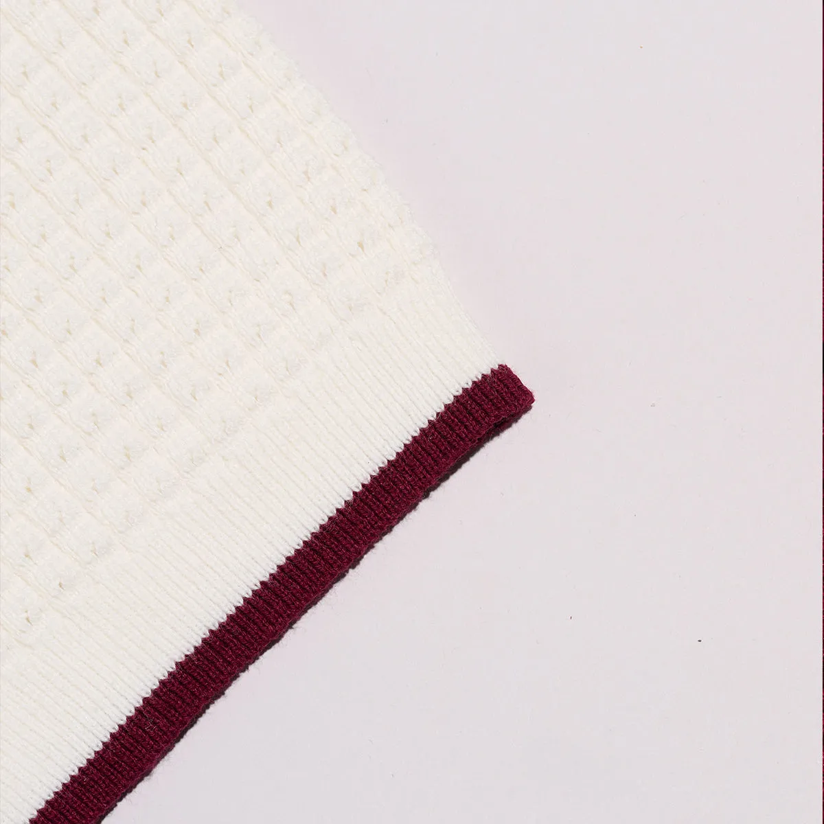 Kappa Alpha Psi Greek Letter Waffle Knit Zip Polo (Cream)