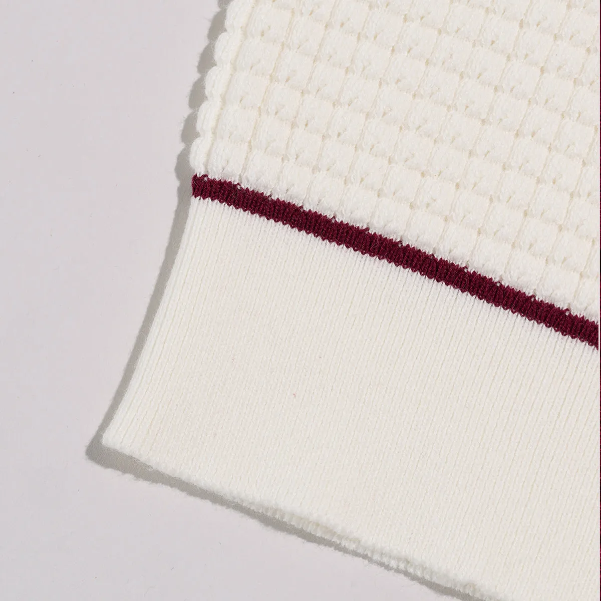Kappa Alpha Psi Greek Letter Waffle Knit Zip Polo (Cream)