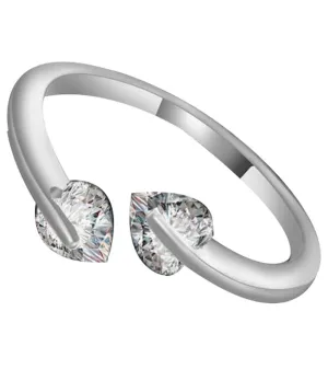 Karatcart Platinum Plated  Trendy Elegant Austrian Crystal Heart Cut Adjustable Ring