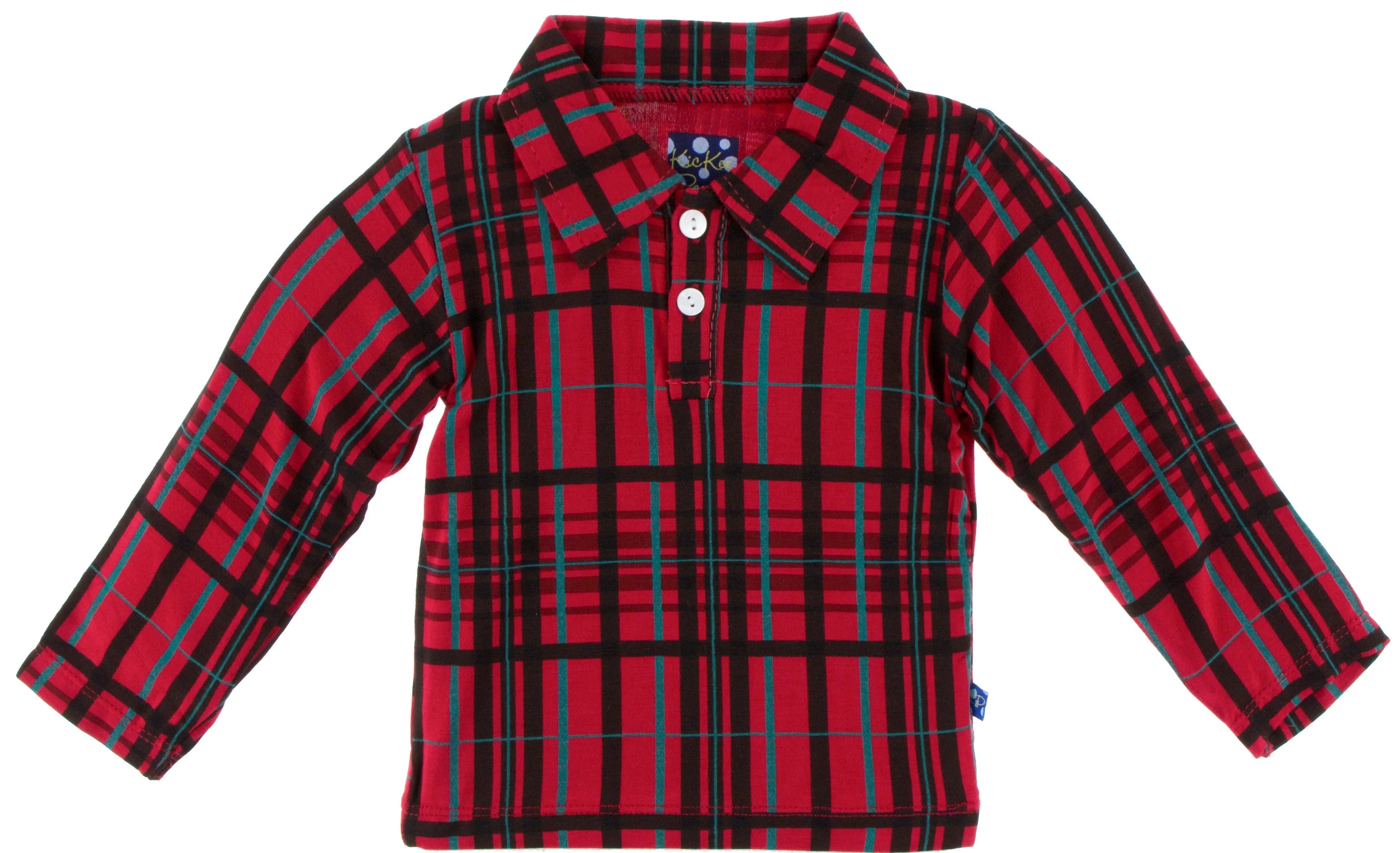 KicKee Pants Christmas Plaid Long Sleeve Polo