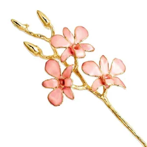 Lacquer Dipped 24k Gold Trimmed Pink Orchid Stem