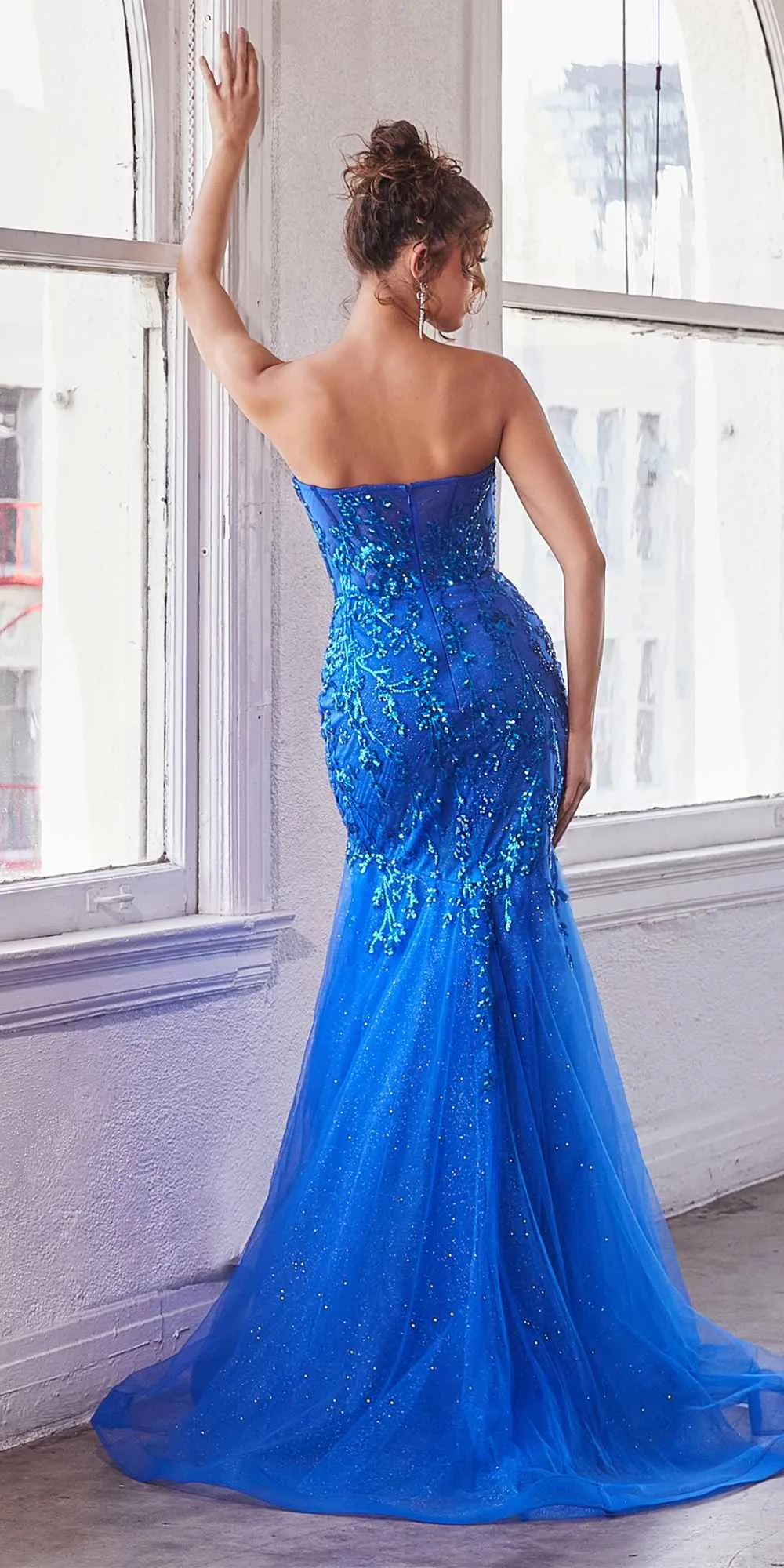 Ladivine CB139 Long Strapless Fitted Embellished Mermaid Gown