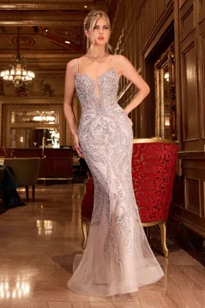 Ladivine CC0240 Dress Pearl Embellished Fit & Flare Gown