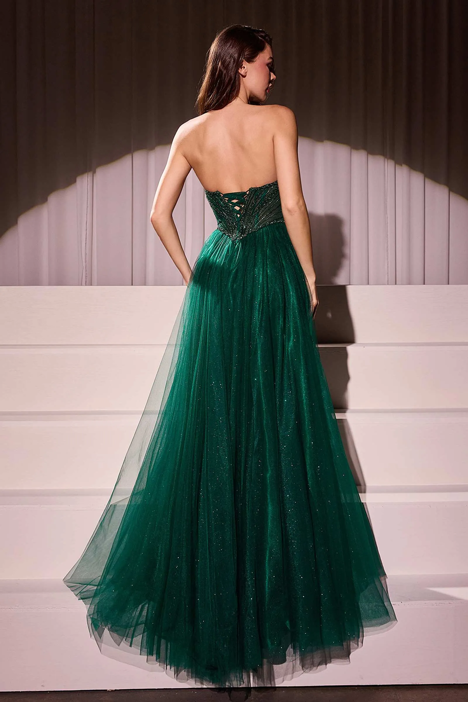 Ladivine CC415 Dress Strapless Beaded Tulle Ball Gown