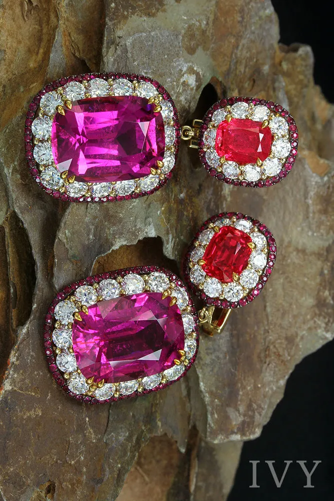 L’amoureuse Earrings with Rubellite, Red Spinel and Diamond