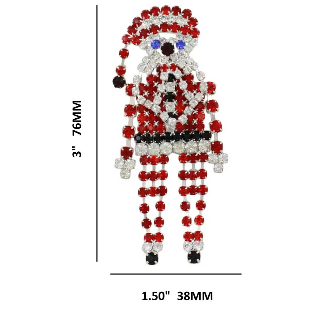Large Sparkling Red Crystals Santa Brooch Pin - XP344